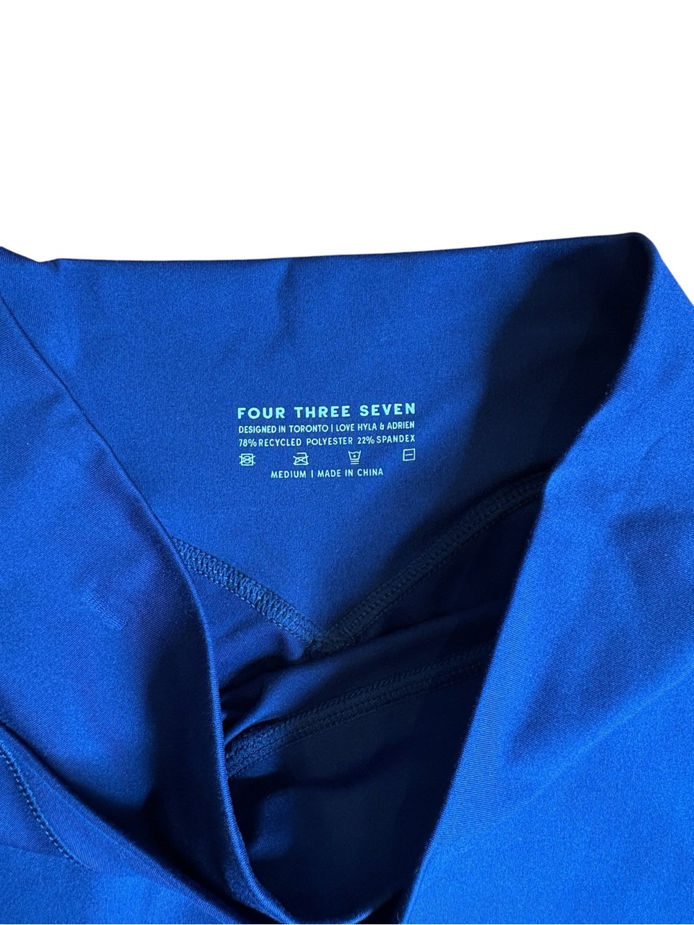 437 Women's Leggings "The V" Cobalt Blue High Waisted Sz. M - Picture 2 of 4
